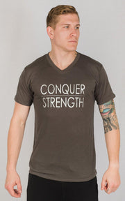  Weightlifting and Powerlifting Clothing | "Conquer Strength" V-Neck - Load Strength Sports